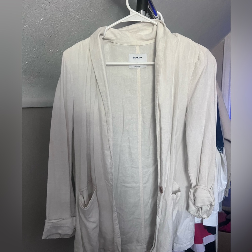 Old Navy Cream Hooded Cardigan with Pockets